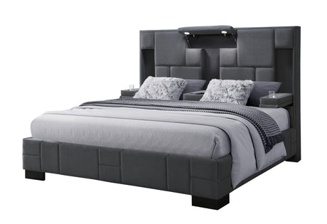 Oscar Dark Grey 8 King Bed No Wood Trim | Global - Home Elegance USA