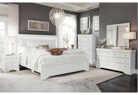 Pompei Metallic White King Bed 1 Box | Global - Home Elegance USA