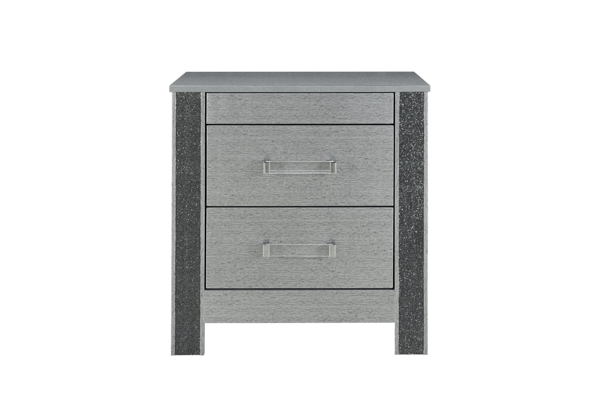 Logan Silver Nightstand | Global Furniture USA - Home Elegance USA