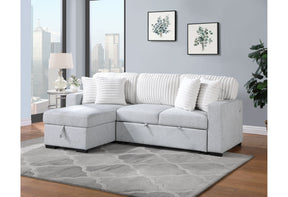 U0204 Light Grey/White Reversible Pull Out Sofa Bed | Global Furniture USA