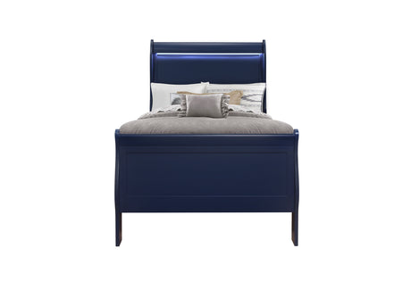 Charlie Blue Twin Bed, Dresser, Mirror, & Nightstand - sold by Home Elegance USA