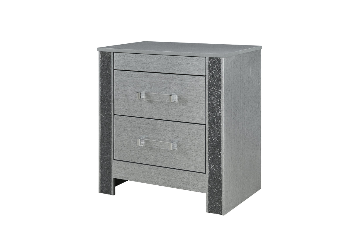 Logan Silver Nightstand | Global Furniture USA - Home Elegance USA