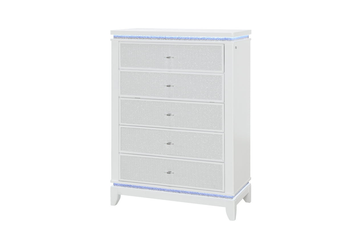Alina White Chest W/ Led | Global - Home Elegance USA