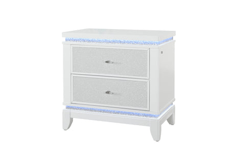 Alina White Nightstand With Led And Usb | Global Furniture USA - Home Elegance USA