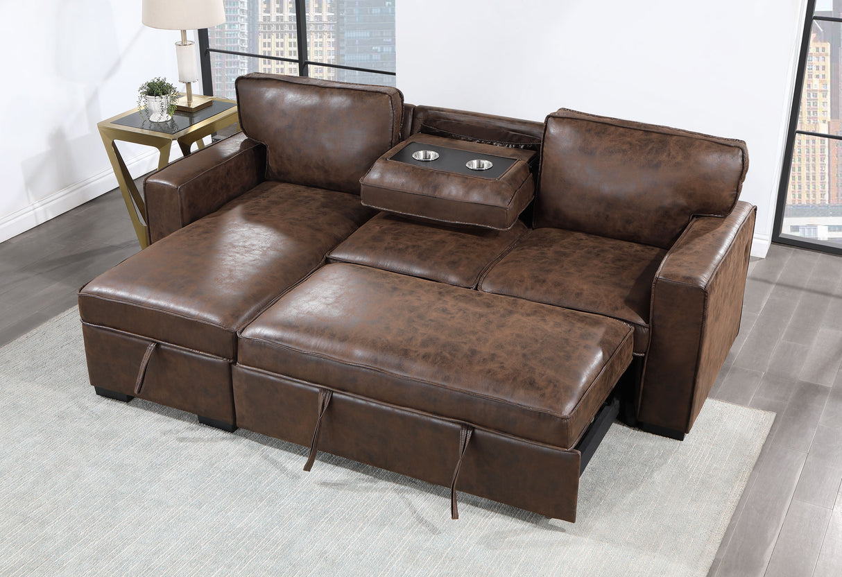 U0203 Coffee Reversible Pull Out Sofa Bed | Global Furniture USA