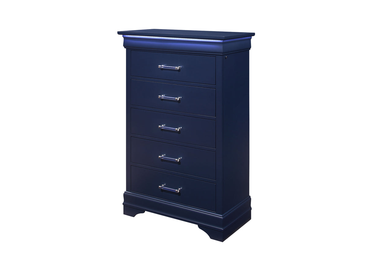 Charlie Blue Chest With Led | Global - Home Elegance USA