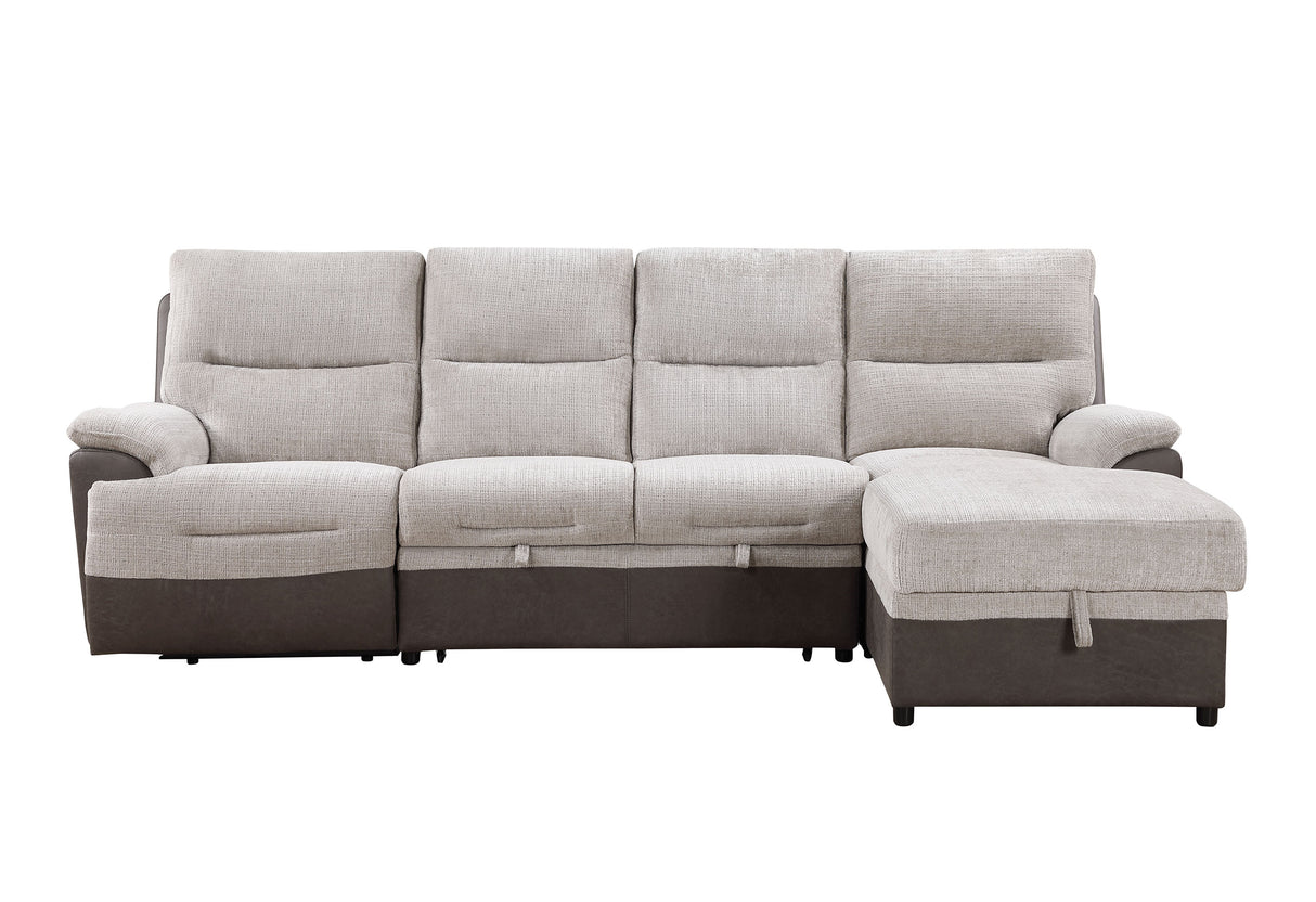 U3822 Beige/Brown Sectional With Po And Usb | Global Furniture USA