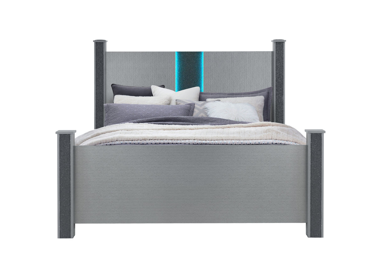 Logan Silver King Bed With Led And Speakers | Global - Home Elegance USA