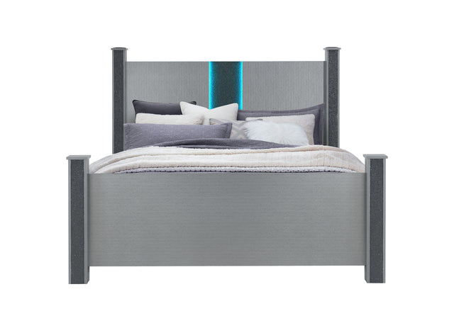 Logan Silver King Bed With Led And Speakers | Global - Home Elegance USA