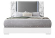Ylime White Marble King Bed Fully Slatted With Led | Global