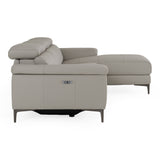 Meidas - Modern Light Grey Leather Sectional Sofa + 2 Recliners - Right Facing Chaise - View Image 1