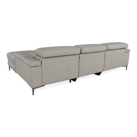 Meidas - Modern Light Grey Leather Sectional Sofa + 2 Recliners - Right Facing Chaise - View Image 1