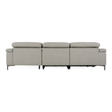 Meidas - Modern Light Grey Leather Sectional Sofa + 2 Recliners - Right Facing Chaise - View Image 1