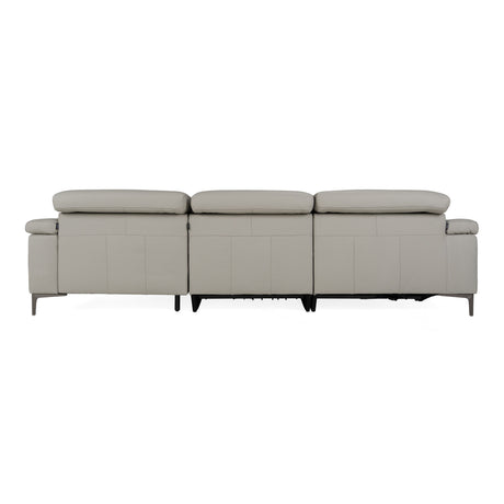 Meidas - Modern Light Grey Leather Sectional Sofa + 2 Recliners - Right Facing Chaise - View Image 1