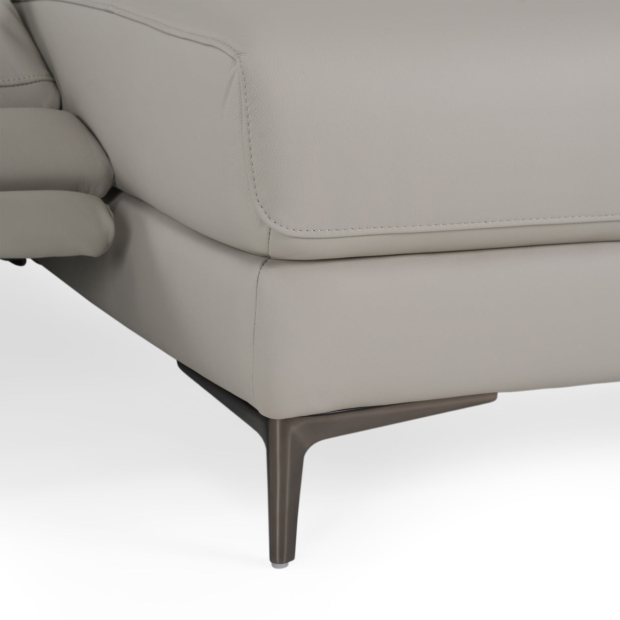 Meidas - Modern Light Grey Leather Sectional Sofa + 2 Recliners - Right Facing Chaise - View Image 1
