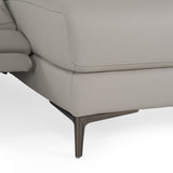 Meidas - Modern Light Grey Leather Sectional Sofa + 2 Recliners - Right Facing Chaise - View Image 1
