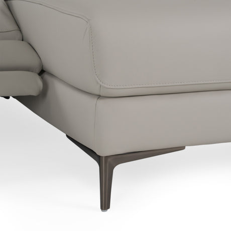 Meidas - Modern Light Grey Leather Sectional Sofa + 2 Recliners - Right Facing Chaise - View Image 1
