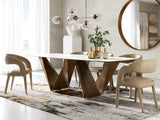 Vig Furniture Modrest Melanie - Modern White Ceramic & Brushed Brown Dining Table - room view