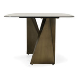 Vig Furniture Modrest Melanie - Modern White Ceramic & Brushed Brown Dining Table - side view