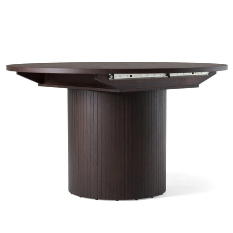 Miami - Modern Brown Round Dining Table with Extension - View Image 1