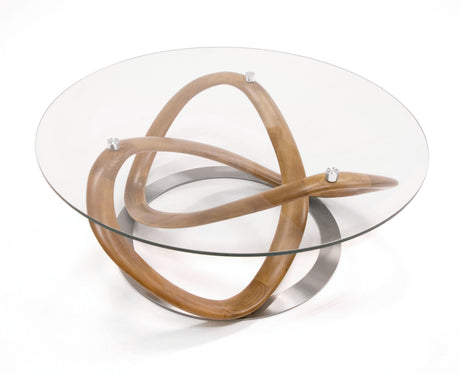 Modrest Michele Modern Glass Walnut Coffee Table | VIG - sold by Home Elegance USA