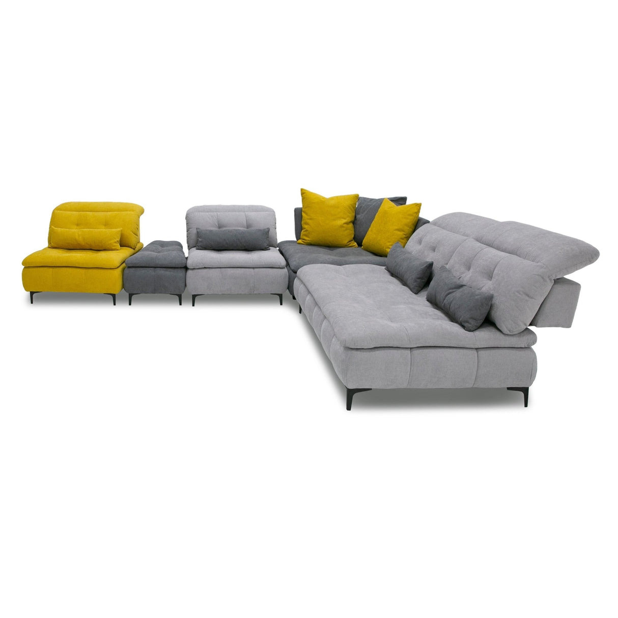 David Ferrari Mikado - Italian Modern Grey + Yellow Fabric Modular Sectional Sofa | Home Elegance USA