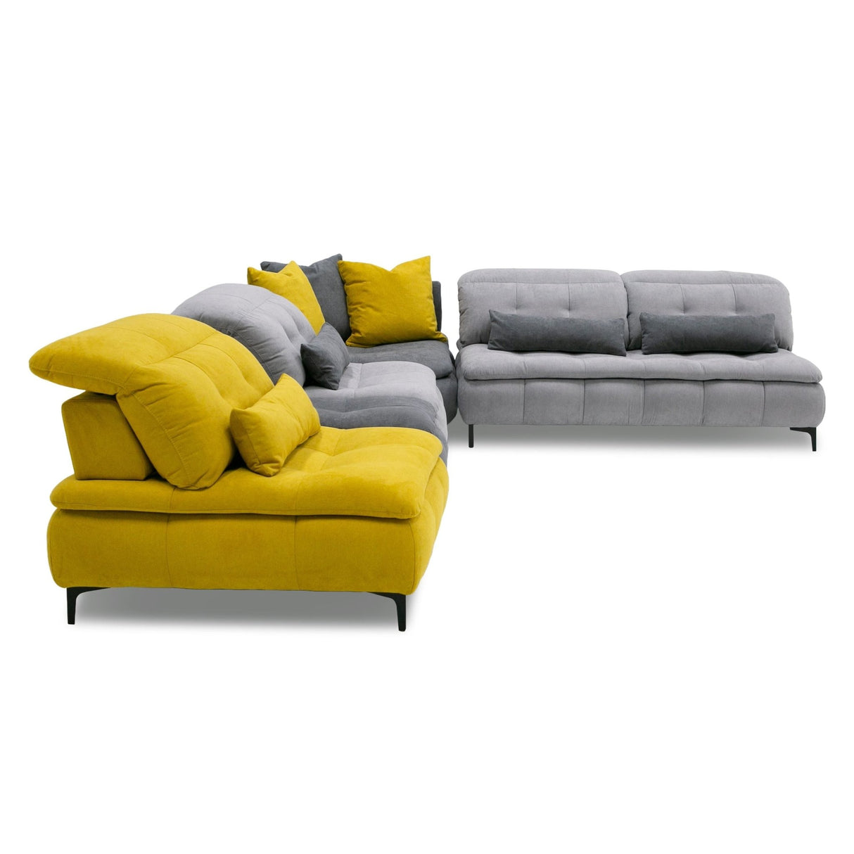 David Ferrari Mikado - Italian Modern Grey + Yellow Fabric Modular Sectional Sofa | Home Elegance USA