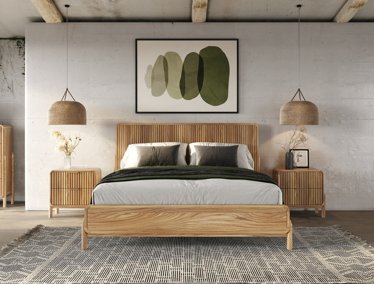 Eastern King - Mikala - Modern Natural Oak Bedroom Set