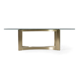 Mingus - Modern Glass + Brushed Brass Rectangualr Dining Table - View Image 1