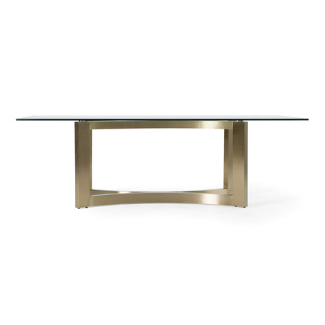 Mingus - Modern Glass + Brushed Brass Rectangualr Dining Table - View Image 1