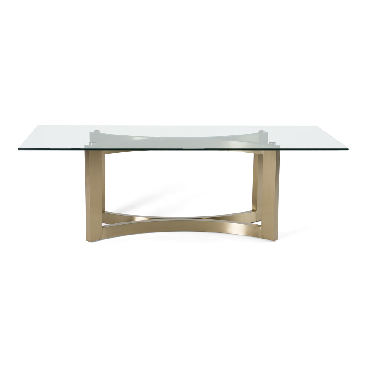 Mingus - Modern Glass + Brushed Brass Rectangualr Dining Table - View Image 1