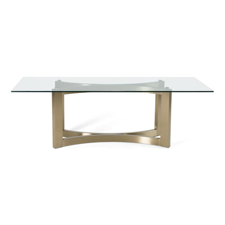 Mingus - Modern Glass + Brushed Brass Rectangualr Dining Table - View Image 1