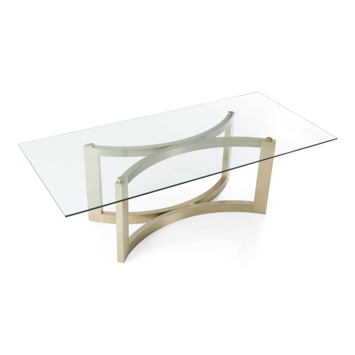 Mingus - Modern Glass + Brushed Brass Rectangualr Dining Table - View Image 1
