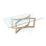 Mingus - Modern Glass + Brushed Brass Rectangualr Dining Table - View Image 1