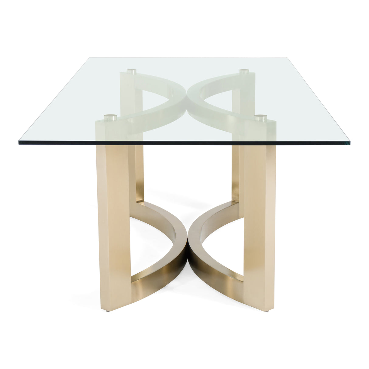 Mingus - Modern Glass + Brushed Brass Rectangualr Dining Table - View Image 1