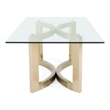 Mingus - Modern Glass + Brushed Brass Rectangualr Dining Table - View Image 1