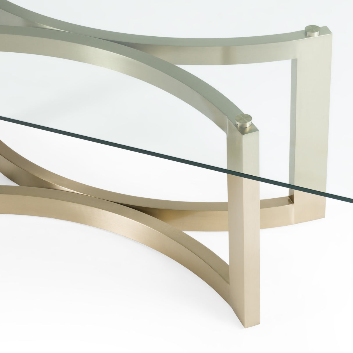 Mingus - Modern Glass + Brushed Brass Rectangualr Dining Table - View Image 1