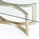 Mingus - Modern Glass + Brushed Brass Rectangualr Dining Table - View Image 1