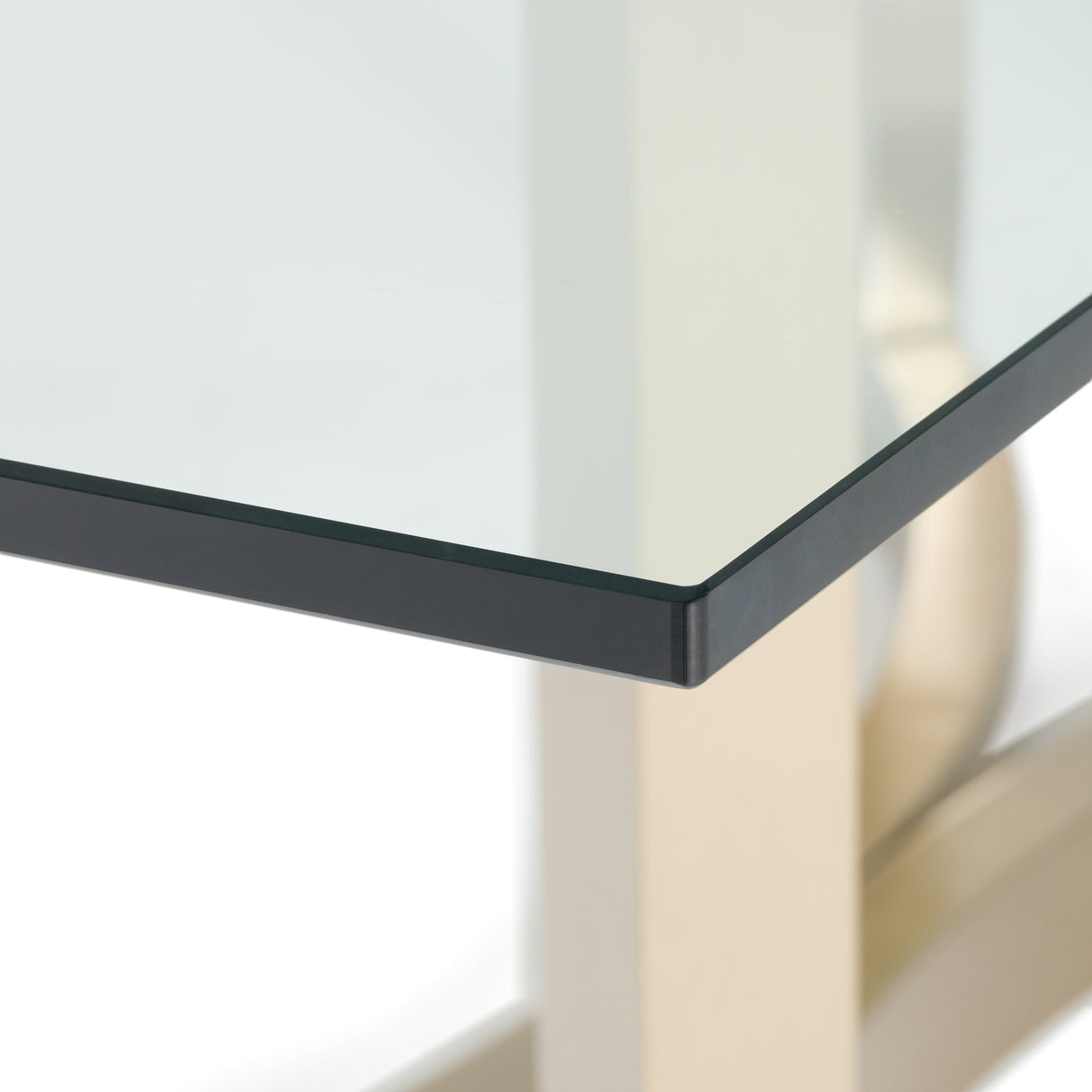 Mingus - Modern Glass + Brushed Brass Rectangualr Dining Table - View Image 1