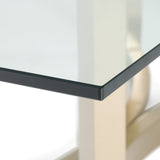 Mingus - Modern Glass + Brushed Brass Rectangualr Dining Table - View Image 1