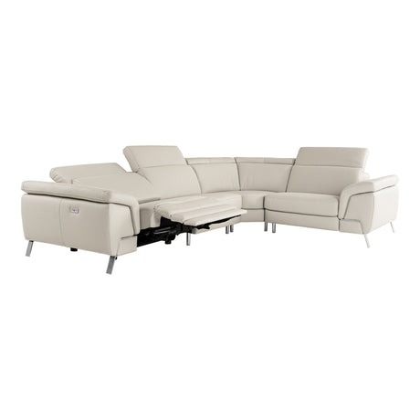 Mini Wonder - Italian Modern Grey Leather Sectional Sofa with Left Facing Recliner - View Image 1