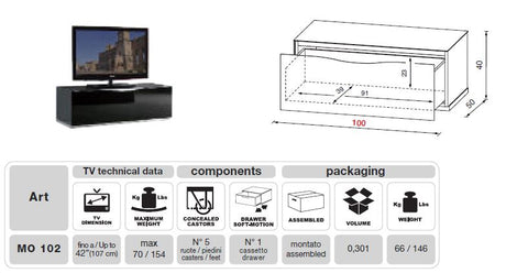 MO-USA2 Modena Grey TV Entertainment System Made In Italy - View Image 1