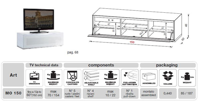 MO-USA2 Modena Grey TV Entertainment System Made In Italy - View Image 1
