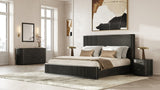 Modrest Fields King Bed in Black - VIG Furniture - in room view