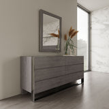 Eastern King Arlene Modern Grey Elm & Stainless Steel Bedroom Set