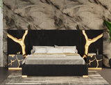 Aspen - Eastern King Glam Black Velvet & Gold Bed - View Image 1