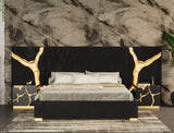 Aspen - Queen Glam Black Velvet & Gold Bed - View Image 1