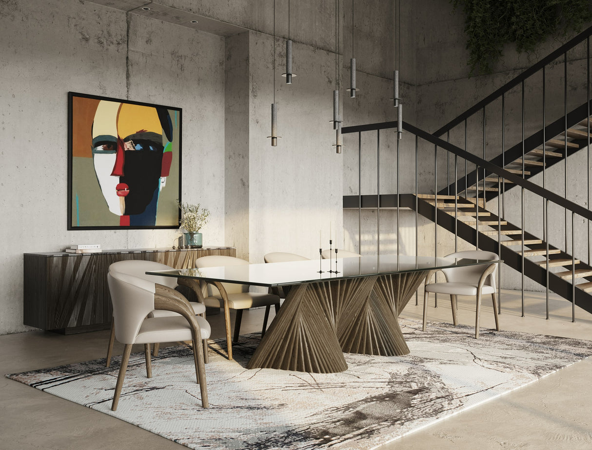 Byer - Modern Glass + Grey Ash Dining Table - View Image 1