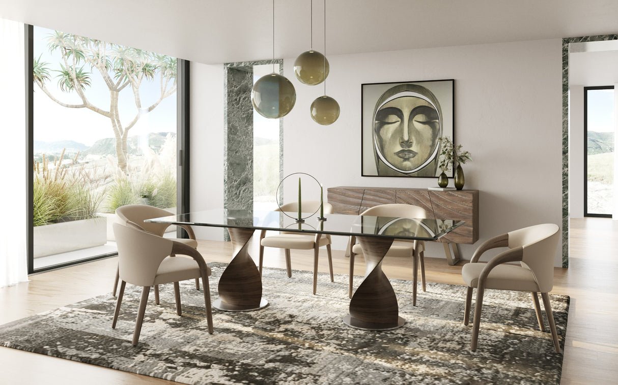 Cleveland - Contemporary Glass and Grey Ash Dining Table - View Image 1