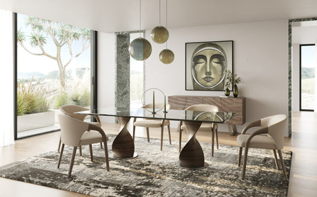 Cleveland - Contemporary Glass and Grey Ash Dining Table - View Image 1